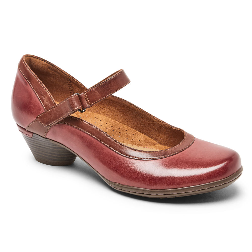 Rockport Womens Cobb Hill Laurel Mary Jane - Flats Red - XOM085972